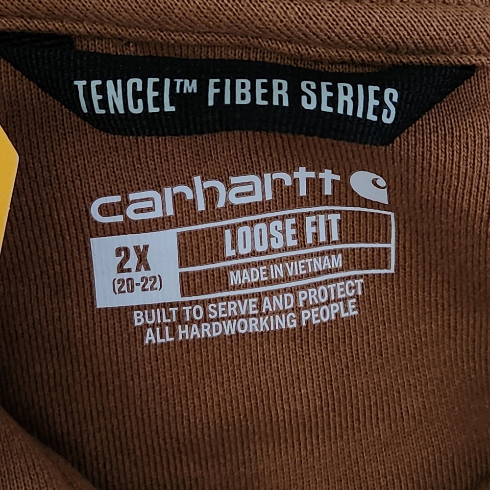 Carhartt Hoodie Womens 2X Brown Loose‎ Fit Graphic Logo Tencel Blend Sweatshirt - Picture 4 of 10